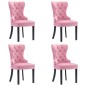 vidaXL Sillas de comedor 4 unidades terciopelo rosa