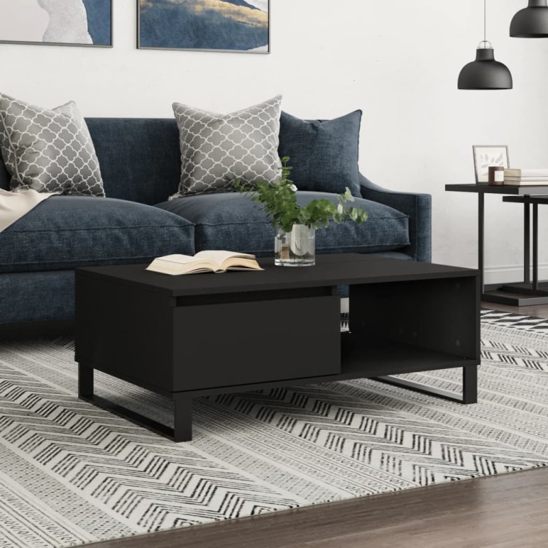 vidaXL Mesa de centro madera de ingeniería negro 90x60x35 cm vidaXL Mesa de centro madera de ingeniería negro 90x60x35 cm