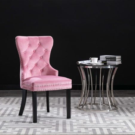 vidaXL Sillas de comedor 4 unidades terciopelo rosa