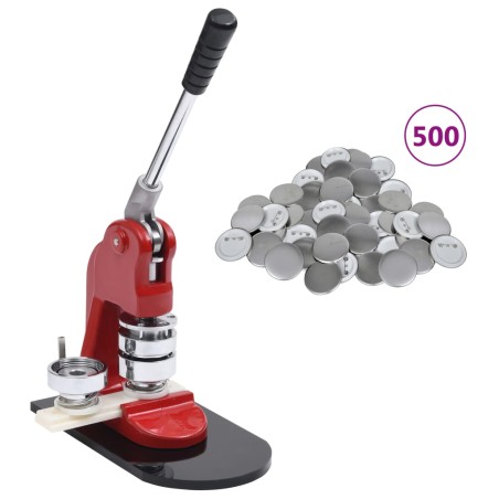 vidaXL Máquina de hacer insignias con 500 piezas de chapas 25 mm