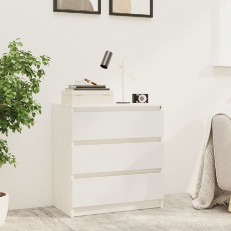 vidaXL Mesita de noche madera maciza de mango blanco 60x36x64 cm