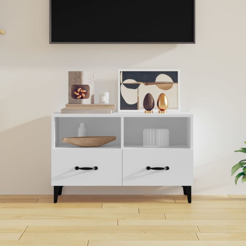 vidaXL Mueble para TV madera contrachapada blanco 80x36x50 cm