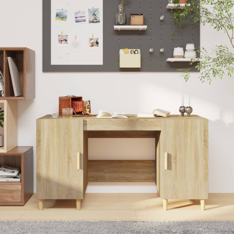 vidaXL Escritorio madera contrachapada roble Sonoma 140x50x75 cm vidaXL Escritorio madera contrachapada roble Sonoma 140x50x75 cm