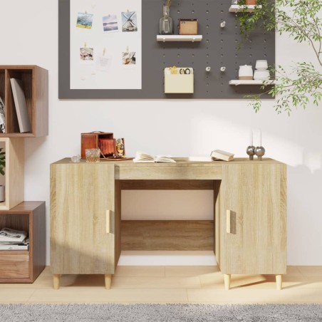 vidaXL Escritorio madera contrachapada roble Sonoma 140x50x75 cm