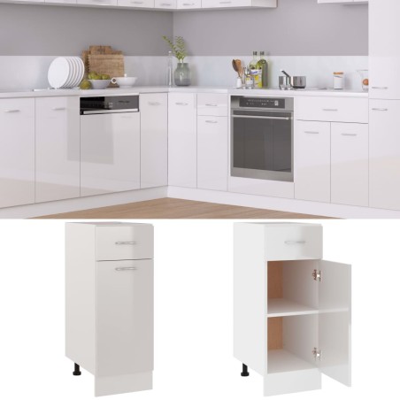 vidaXL Armario inferior madera ingenería blanco brillo 30x46x81,5cm