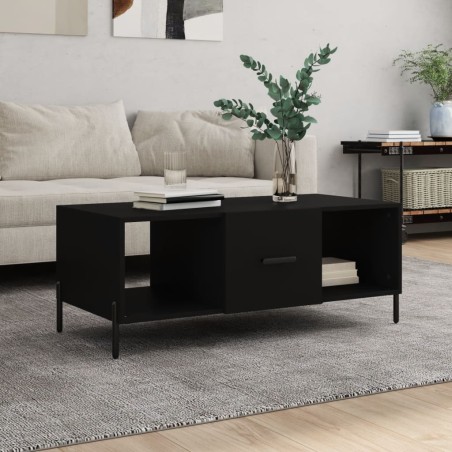 vidaXL Mesa de centro madera contrachapada negro 102x50x40 cm