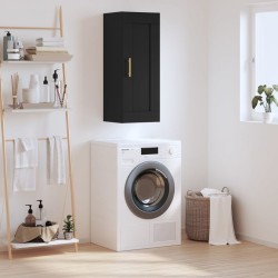 vidaXL Armario de pared madera de ingeniería negro 34,5x34x90 cm