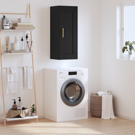 vidaXL Armario de pared madera de ingeniería negro 34,5x34x90 cm