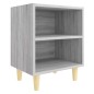 vidaXL Mesitas de noche 2 uds patas de madera gris Sonoma 40x30x50 cm