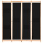vidaXL Biombo divisor de 4 paneles de tela negro 160x170x4 cm vidaXL Biombo divisor de 4 paneles de tela negro 160x170x4 cm