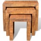 vidaXL Set de 3 mesitas apilables de madera maciza de mango vidaXL Set de 3 mesitas apilables de madera maciza de mango