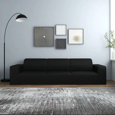 vidaXL Funda elástica para sillón de 4 plazas poliéster jersey negra