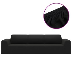 vidaXL Funda elástica para sillón de 4 plazas poliéster jersey negra