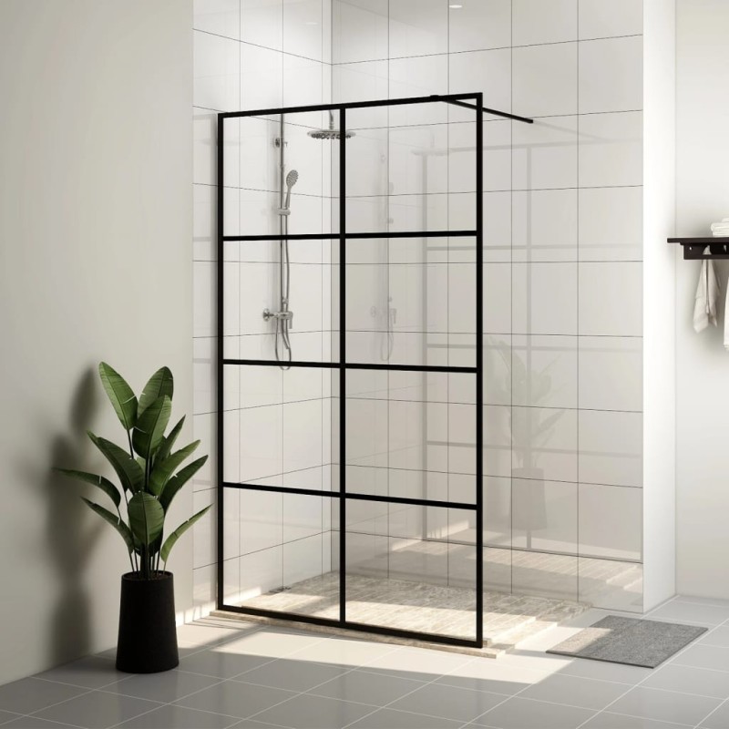 vidaXL Mampara ducha accesible vidrio ESG transparente negro 90x195 cm vidaXL Mampara ducha accesible vidrio ESG transparente negro 90x195 cm