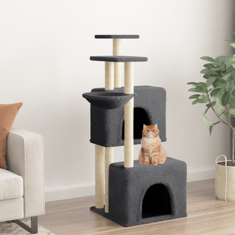 vidaXL Rascador para gatos con postes de sisal gris oscuro 122 cm vidaXL Rascador para gatos con postes de sisal gris oscuro 122 cm