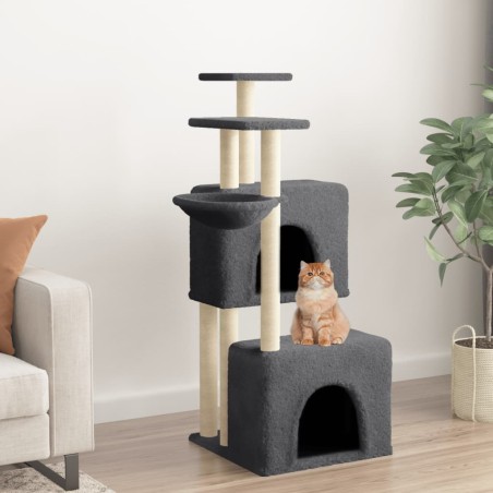 vidaXL Rascador para gatos con postes de sisal gris oscuro 122 cm