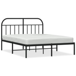 vidaXL Estructura de cama con cabecero metal negro 140x190 cm