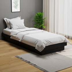 vidaXL Estructura de cama individual madera maciza negra 75x190 cm