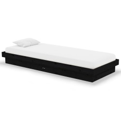 vidaXL Estructura de cama individual madera maciza negra 75x190 cm