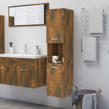 vidaXL Armario de baño madera contrachapada roble ahumado 30x30x130 cm