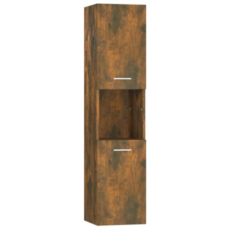 vidaXL Armario de baño madera contrachapada roble ahumado 30x30x130 cm