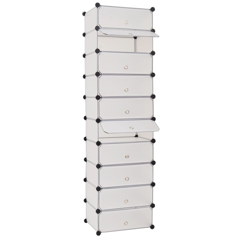 vidaXL Zapatero apilable con 10 compartimentos blanco vidaXL Zapatero apilable con 10 compartimentos blanco