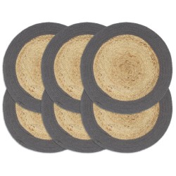 vidaXL Mantel individual 6 uds yute y algodón natural antracita 38 cm