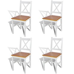 vidaXL Sillas de comedor 4 unidades madera de pino blancas