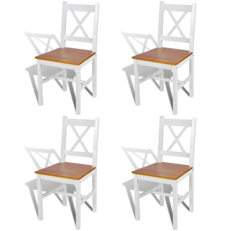 vidaXL Sillas de comedor 4 unidades madera de pino blancas