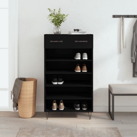 vidaXL Zapatero madera de ingeniería negro 60x35x105 cm