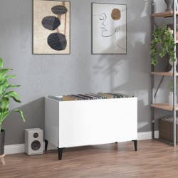 vidaXL Mueble discos madera contrachapada blanco brillo 74,5x38x48 cm