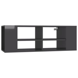 vidaXL Mueble de pared TV madera contrachapada gris brillo 102x35x35cm