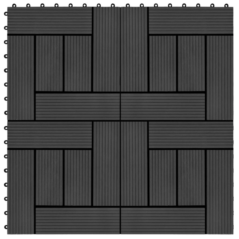 vidaXL Baldosas de porche de WPC 30x30 cm 1 m² negro 11 unidades