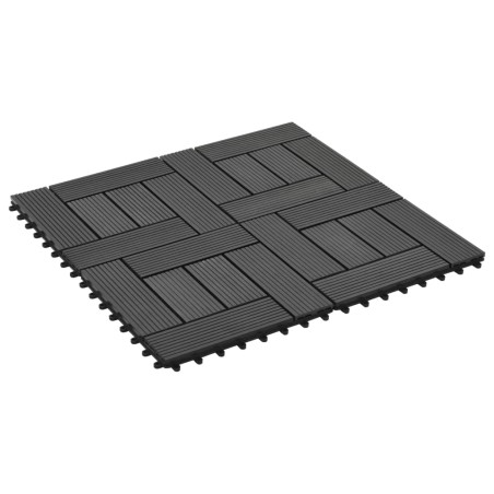 vidaXL Baldosas de porche de WPC 30x30 cm 1 m² negro 11 unidades