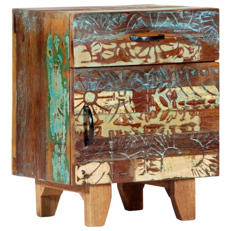 vidaXL Mesita de noche tallada a mano madera reciclada 40x30x50 cm