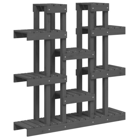 vidaXL Soporte para plantas madera maciza pino gris 104,5x25x109,5 cm