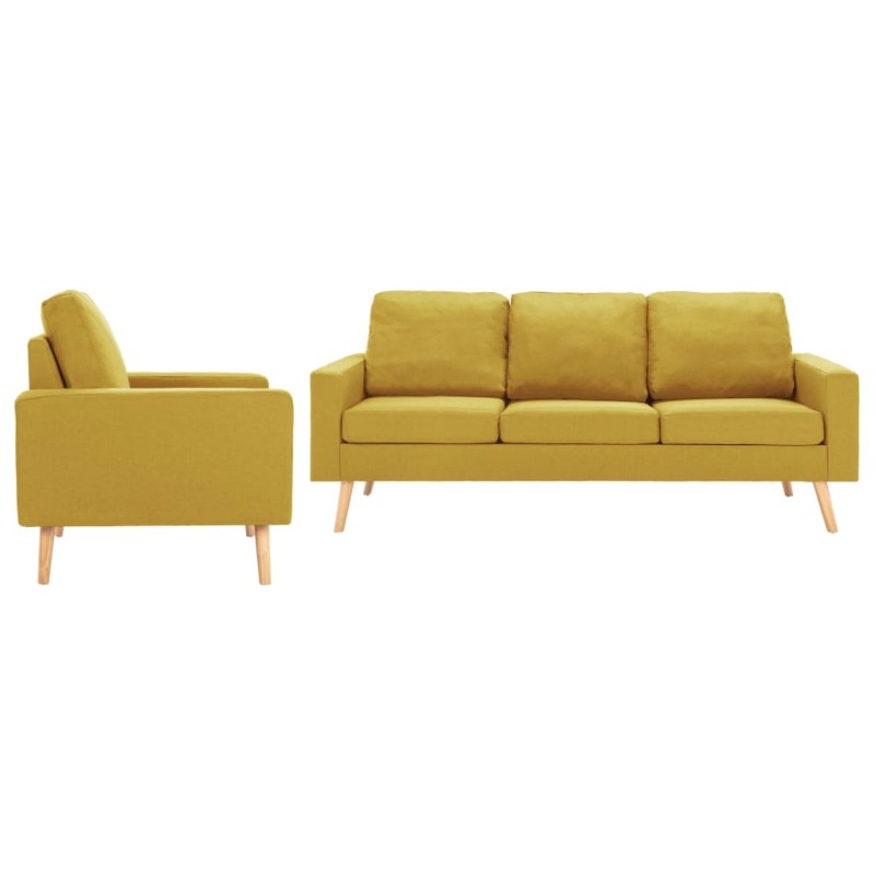 vidaXL Juego de sofás 2 piezas de tela amarillo vidaXL Juego de sofás 2 piezas de tela amarillo