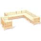 vidaXL Muebles de jardín 9 pzas y cojines madera maciza de pino crema vidaXL Muebles de jardín 9 pzas y cojines madera maciza de pino crema