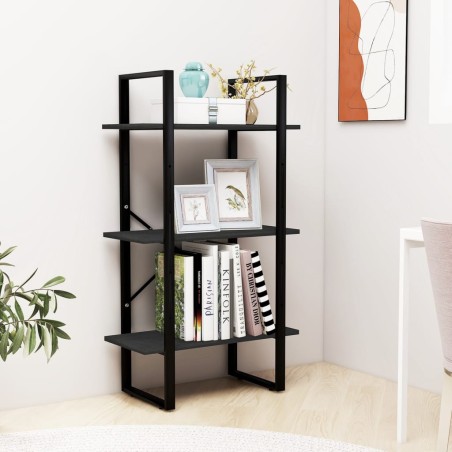 vidaXL Estante almacenamiento madera maciza de pino negro 60x30x105 cm