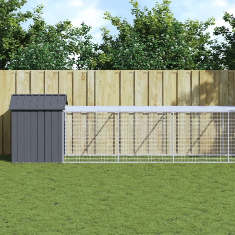 vidaXL Jaula gallinas con corral acero galvanizado gris 117x1017x123cm