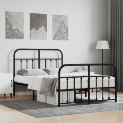 vidaXL Estructura de cama cabecero y pie de cama metal negro 120x200cm