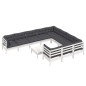 vidaXL Muebles de jardín 11 pzas y cojines blanco madera de pino