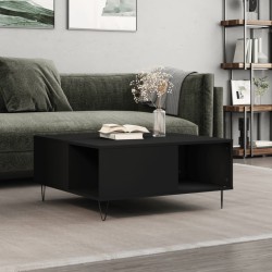 vidaXL Mesa de centro madera contrachapada negro 80x80x36,5 cm
