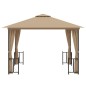 vidaXL Cenador con paredes laterales y techos dobles gris taupe 3x3 m vidaXL Cenador con paredes laterales y techos dobles gris taupe 3x3 m