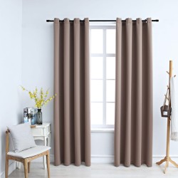 vidaXL Cortinas opacas con anillas de metal 2 pzs gris topo 140x225 cm