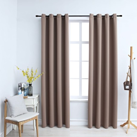 vidaXL Cortinas opacas con anillas de metal 2 pzs gris topo 140x225 cm