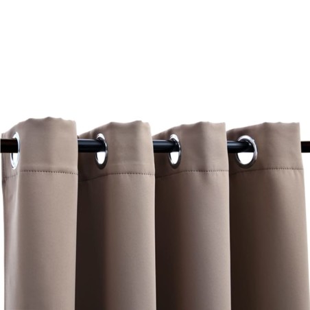 vidaXL Cortinas opacas con anillas de metal 2 pzs gris topo 140x225 cm