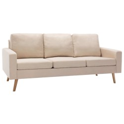 vidaXL Conjunto de sofás 3 piezas de tela color crema