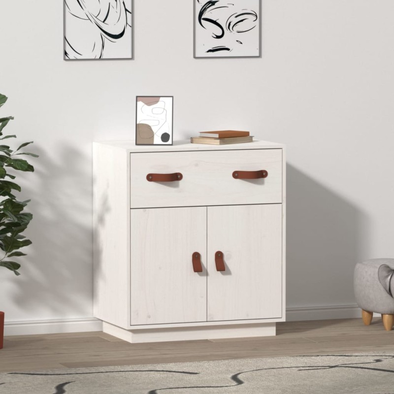 vidaXL Aparador de madera maciza de pino blanco 65,5x40x75 cm vidaXL Aparador de madera maciza de pino blanco 65,5x40x75 cm