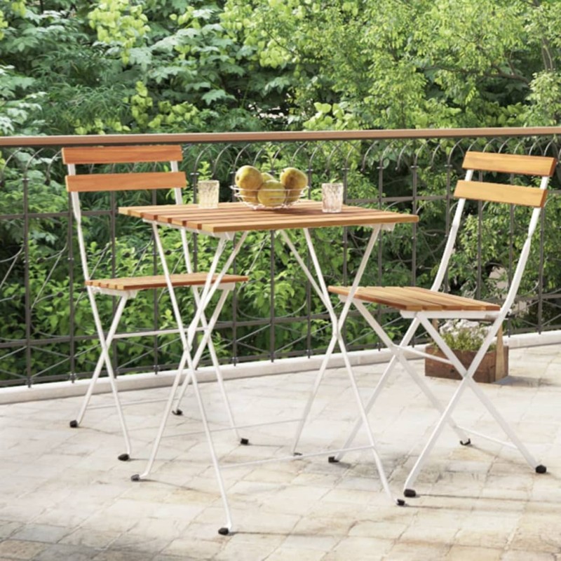 vidaXL Mesa de cafetería plegable madera acacia y acero 55x54x71 cm vidaXL Mesa de cafetería plegable madera acacia y acero 55x54x71 cm